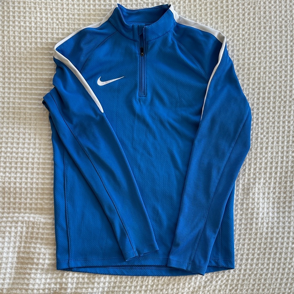 Nike Boy’s Blue and White 1/4 Zip-Up Warm Up size L